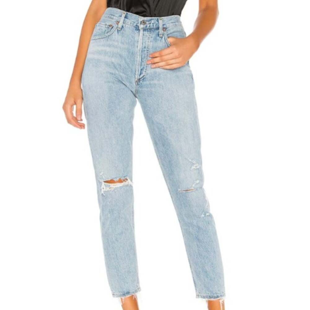 $178 Revolve AGOLDE Distressed Button Fly Jamie High Rise Classic Jeans 31